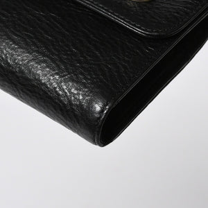 新品未使用 CHROME HEARTS クロムハーツ WAVE CROSS BALL ウェーブ クロスボールボタン レザーウォレット 長財布 ダガー ブラック 中古 4a007535