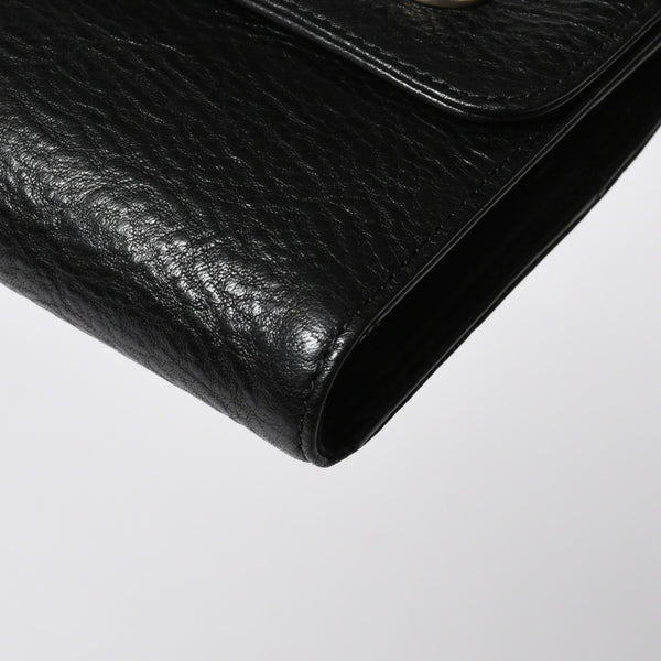 新品未使用 CHROME HEARTS クロムハーツ WAVE CROSS BALL ウェーブ クロスボールボタン レザーウォレット 長財布 ダガー ブラック 中古 4a007535