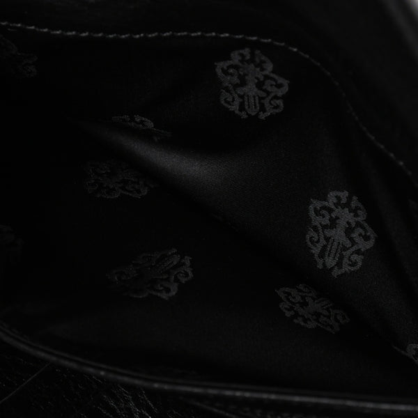 新品未使用 CHROME HEARTS クロムハーツ WAVE CROSS BALL ウェーブ クロスボールボタン レザーウォレット 長財布 ダガー ブラック 中古 4a007535