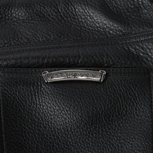 極美品 CHROME HEARTS クロムハーツ レザーパンツ サイズ34 カーフレザー クロスボールボタン ブラック シルバー925 中古 4a007525