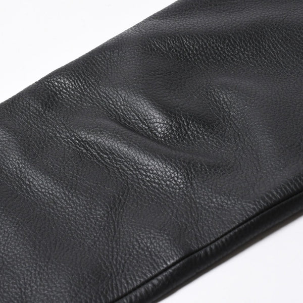 極美品 CHROME HEARTS クロムハーツ レザーパンツ サイズ34 カーフレザー クロスボールボタン ブラック シルバー925 中古 4a007525