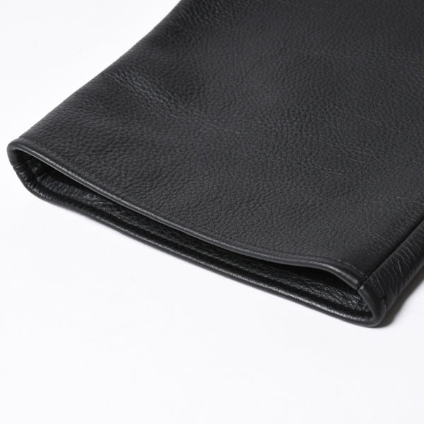 極美品 CHROME HEARTS クロムハーツ レザーパンツ サイズ34 カーフレザー クロスボールボタン ブラック シルバー925 中古 4a007525