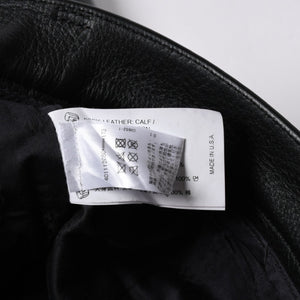 極美品 CHROME HEARTS クロムハーツ レザーパンツ サイズ34 カーフレザー クロスボールボタン ブラック シルバー925 中古 4a007525