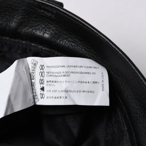 極美品 CHROME HEARTS クロムハーツ レザーパンツ サイズ34 カーフレザー クロスボールボタン ブラック シルバー925 中古 4a007525