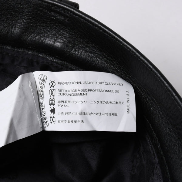 極美品 CHROME HEARTS クロムハーツ レザーパンツ サイズ34 カーフレザー クロスボールボタン ブラック シルバー925 中古 4a007525