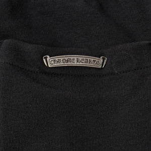 極美品 CHROME HEARTS クロムハーツ セメタリー レザーパッチ スウェットロングパンツ コットン レザー ブラック サイズM 中古 4a007234