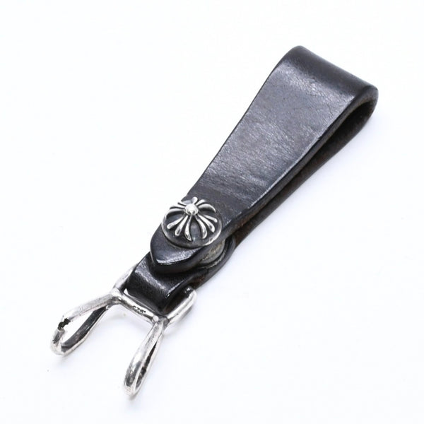 CHROME HEARTS クロムハーツ W BELT LOOP CROSS BUTTON Wベルトループ クロスボタン キーリング レザー 良品 中古 4a007529