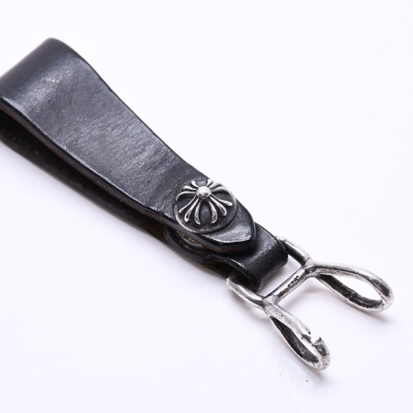 CHROME HEARTS クロムハーツ W BELT LOOP CROSS BUTTON Wベルトループ クロスボタン キーリング レザー 良品 中古 4a007529