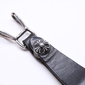 CHROME HEARTS クロムハーツ W BELT LOOP CROSS BUTTON Wベルトループ クロスボタン キーリング レザー 良品 中古 4a007529