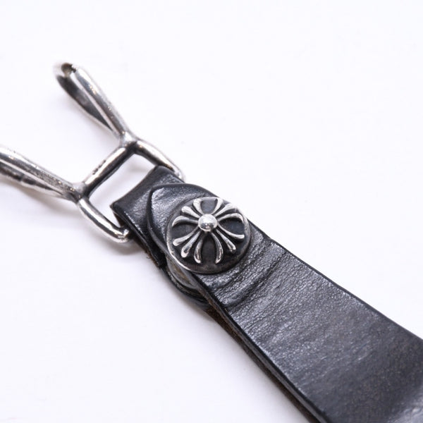 CHROME HEARTS クロムハーツ W BELT LOOP CROSS BUTTON Wベルトループ クロスボタン キーリング レザー 良品 中古 4a007529