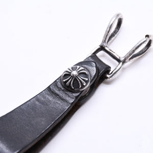 CHROME HEARTS クロムハーツ W BELT LOOP CROSS BUTTON Wベルトループ クロスボタン キーリング レザー 良品 中古 4a007529