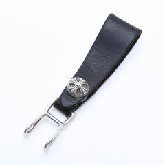 CHROME HEARTS クロムハーツ W BELT LOOP CROSS BUTTON Wベルトループ クロスボタン キーリング レザー 美品 中古 4a007533