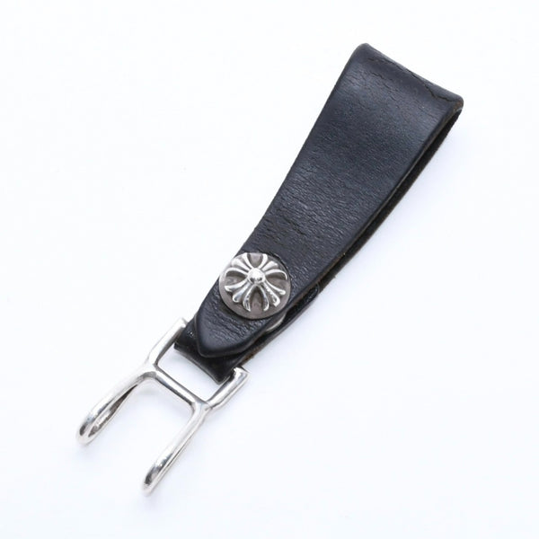 CHROME HEARTS クロムハーツ W BELT LOOP CROSS BUTTON Wベルトループ クロスボタン キーリング レザー 美品 中古 4a007533