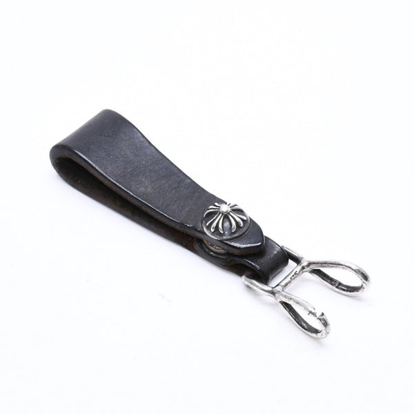 CHROME HEARTS クロムハーツ W BELT LOOP CROSS BUTTON Wベルトループ クロスボタン キーリング レザー 良品 中古 4a007529