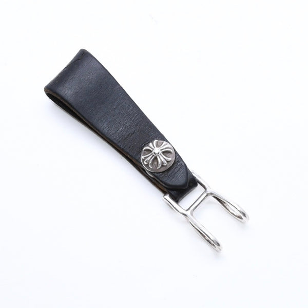 CHROME HEARTS クロムハーツ W BELT LOOP CROSS BUTTON Wベルトループ クロスボタン キーリング レザー 美品 中古 4a007533