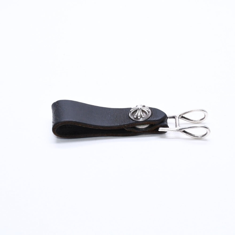 CHROME HEARTS クロムハーツ W BELT LOOP CROSS BUTTON Wベルトループ クロスボタン キーリング レザー 美品 中古 4a007533