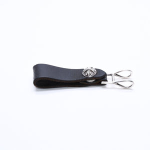 CHROME HEARTS クロムハーツ W BELT LOOP CROSS BUTTON Wベルトループ クロスボタン キーリング レザー 美品 中古 4a007533