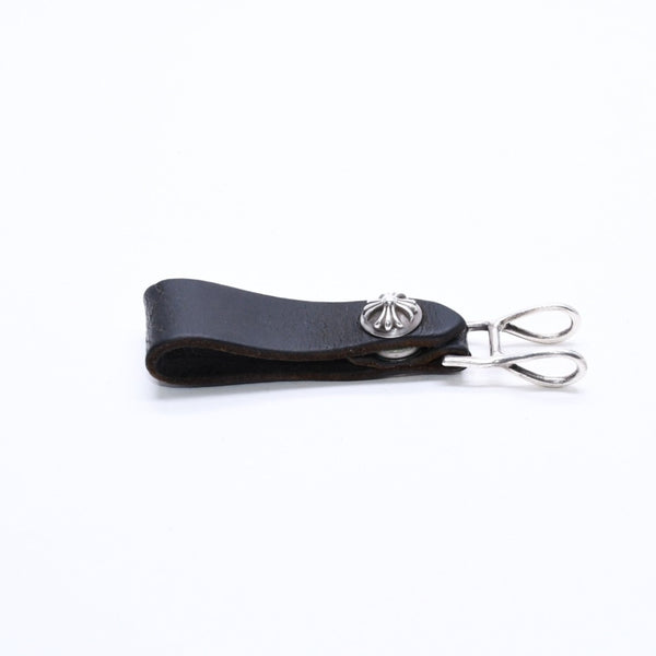 CHROME HEARTS クロムハーツ W BELT LOOP CROSS BUTTON Wベルトループ クロスボタン キーリング レザー 美品 中古 4a007533