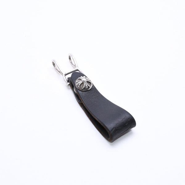 CHROME HEARTS クロムハーツ W BELT LOOP CROSS BUTTON Wベルトループ クロスボタン キーリング レザー 美品 中古 4a007533