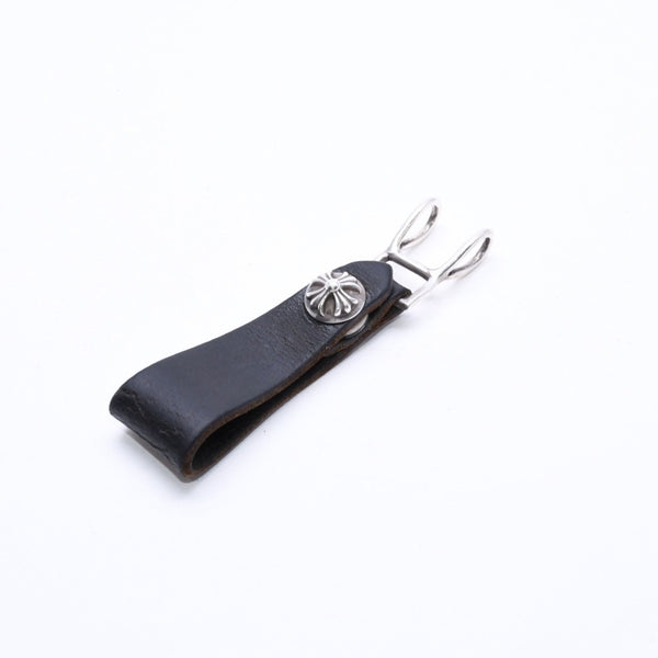 CHROME HEARTS クロムハーツ W BELT LOOP CROSS BUTTON Wベルトループ クロスボタン キーリング レザー 美品 中古 4a007533