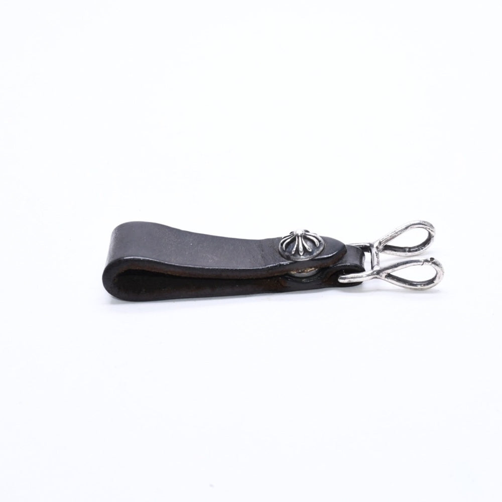 CHROME HEARTS クロムハーツ W BELT LOOP CROSS BUTTON Wベルトループ クロスボタン キーリング レザー 良品 中古 4a007529