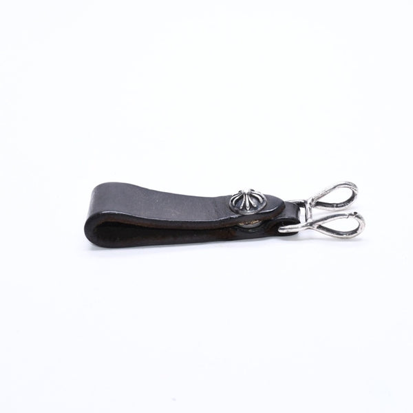 CHROME HEARTS クロムハーツ W BELT LOOP CROSS BUTTON Wベルトループ クロスボタン キーリング レザー 良品 中古 4a007529