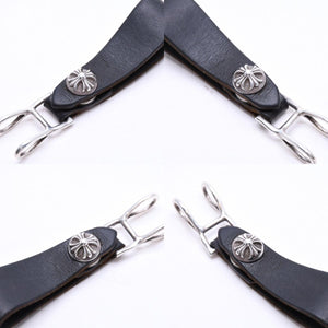 CHROME HEARTS クロムハーツ W BELT LOOP CROSS BUTTON Wベルトループ クロスボタン キーリング レザー 美品 中古 4a007533