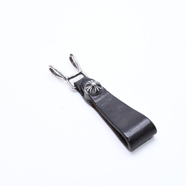 CHROME HEARTS クロムハーツ W BELT LOOP CROSS BUTTON Wベルトループ クロスボタン キーリング レザー 良品 中古 4a007529