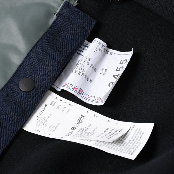 極美品 sacai サカイ ナイロンツイル × スポンジスウェット フーディ 24-03455M サイズ2 ネイビー カーキ 中古 4a007480