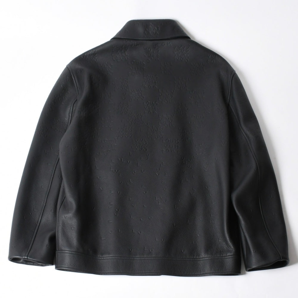 新品同様品 LOUIS VUITTON ルイヴィトン ダミエスプレッドレザージャケット RM222M RMT HNL08W サイズ52 ブラック 中古 4a007242