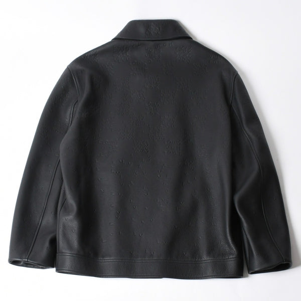 新品同様品 LOUIS VUITTON ルイヴィトン ダミエスプレッドレザージャケット RM222M RMT HNL08W サイズ52 ブラック 中古 4a007242