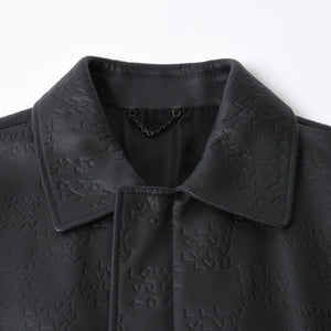 新品同様品 LOUIS VUITTON ルイヴィトン ダミエスプレッドレザージャケット RM222M RMT HNL08W サイズ52 ブラック 中古 4a007242