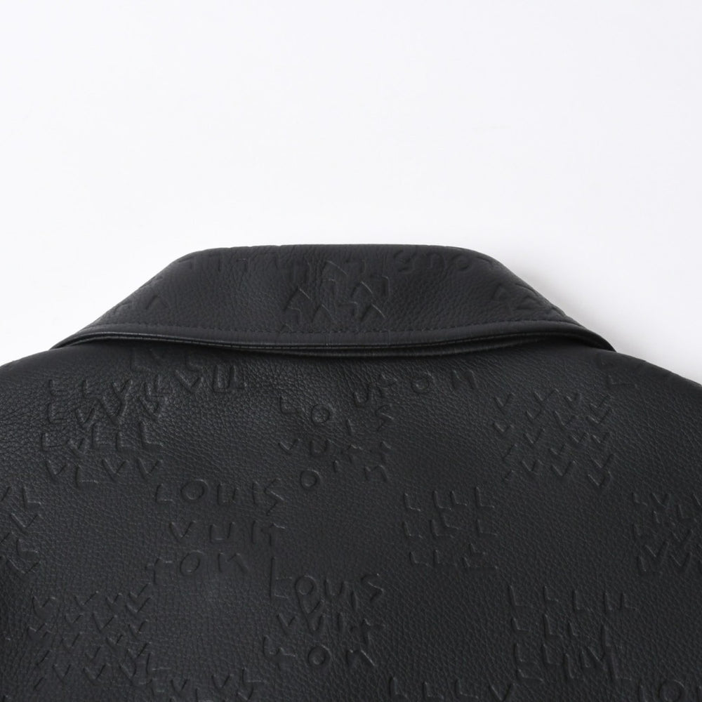 新品同様品 LOUIS VUITTON ルイヴィトン ダミエスプレッドレザージャケット RM222M RMT HNL08W サイズ52 ブラック 中古 4a007242