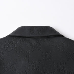 新品同様品 LOUIS VUITTON ルイヴィトン ダミエスプレッドレザージャケット RM222M RMT HNL08W サイズ52 ブラック 中古 4a007242