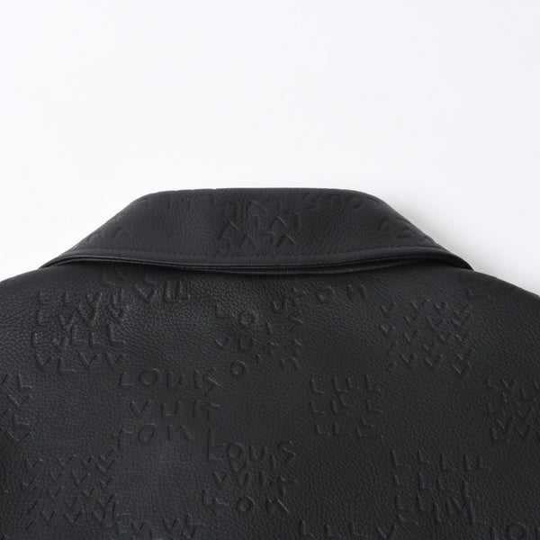新品同様品 LOUIS VUITTON ルイヴィトン ダミエスプレッドレザージャケット RM222M RMT HNL08W サイズ52 ブラック 中古 4a007242