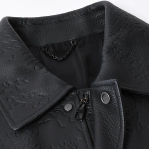 新品同様品 LOUIS VUITTON ルイヴィトン ダミエスプレッドレザージャケット RM222M RMT HNL08W サイズ52 ブラック 中古 4a007242
