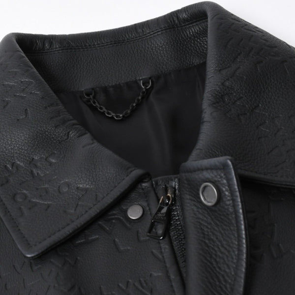 新品同様品 LOUIS VUITTON ルイヴィトン ダミエスプレッドレザージャケット RM222M RMT HNL08W サイズ52 ブラック 中古 4a007242