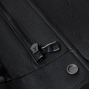新品同様品 LOUIS VUITTON ルイヴィトン ダミエスプレッドレザージャケット RM222M RMT HNL08W サイズ52 ブラック 中古 4a007242