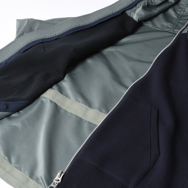極美品 sacai サカイ ナイロンツイル × スポンジスウェット フーディ 24-03455M サイズ2 ネイビー カーキ 中古 4a007480