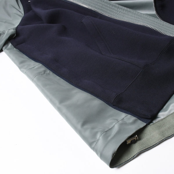 極美品 sacai サカイ ナイロンツイル × スポンジスウェット フーディ 24-03455M サイズ2 ネイビー カーキ 中古 4a007480