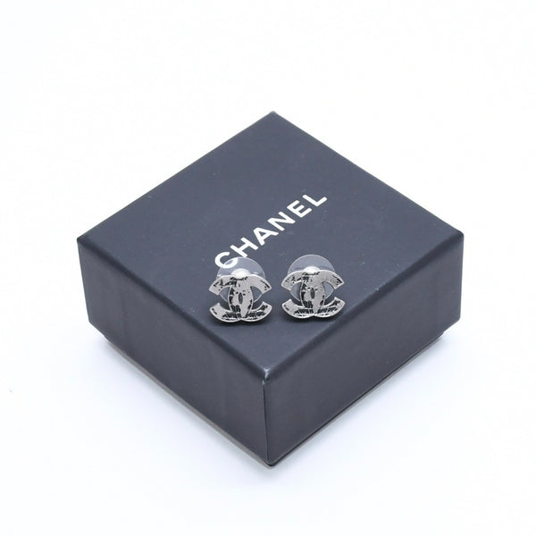 CHANEL シャネル ココマーク ピアス アクセサリー 重量約3.27g 13K刻印 ガンメタ ブラック メタル 両耳用 美品 中古 4a007540