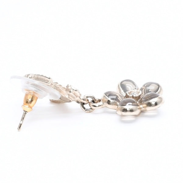 極美品 CHANEL シャネル ココマーク カメリア ドロップピアス 重量約5.90g A18C刻印 GP メタル ラインストーン 樹脂系 両耳用 中古 4a007541