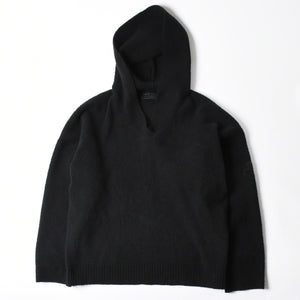 新品未使用 CHROME HEARTS クロムハーツ プルオーバー ニットフーディー サイズMED/LRG ハラコ CHクロスパッチ 3パッチ シルバー925 中古 4a007544