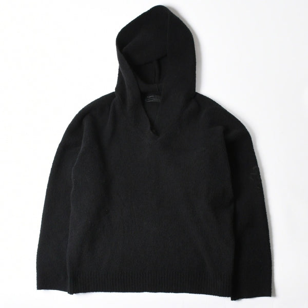 新品未使用 CHROME HEARTS クロムハーツ プルオーバー ニットフーディー サイズMED/LRG ハラコ CHクロスパッチ 3パッチ シルバー925 中古 4a007544