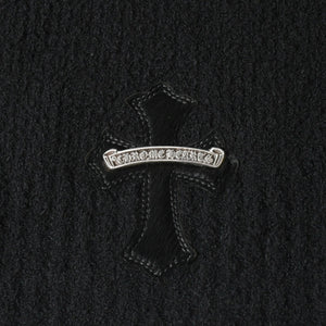 新品未使用 CHROME HEARTS クロムハーツ プルオーバー ニットフーディー サイズMED/LRG ハラコ CHクロスパッチ 3パッチ シルバー925 中古 4a007544