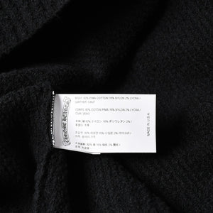 新品未使用 CHROME HEARTS クロムハーツ プルオーバー ニットフーディー サイズMED/LRG ハラコ CHクロスパッチ 3パッチ シルバー925 中古 4a007544