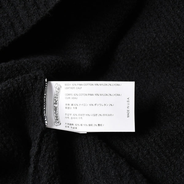 新品未使用 CHROME HEARTS クロムハーツ プルオーバー ニットフーディー サイズMED/LRG ハラコ CHクロスパッチ 3パッチ シルバー925 中古 4a007544