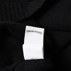 新品未使用 CHROME HEARTS クロムハーツ プルオーバー ニットフーディー サイズMED/LRG ハラコ CHクロスパッチ 3パッチ シルバー925 中古 4a007544