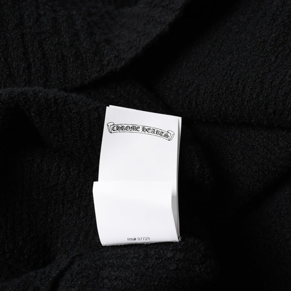 新品未使用 CHROME HEARTS クロムハーツ プルオーバー ニットフーディー サイズMED/LRG ハラコ CHクロスパッチ 3パッチ シルバー925 中古 4a007544
