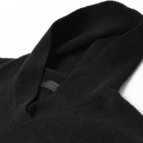 新品未使用 CHROME HEARTS クロムハーツ プルオーバー ニットフーディー サイズMED/LRG ハラコ CHクロスパッチ 3パッチ シルバー925 中古 4a007544